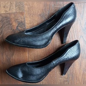 Vintage style leather Rush hour Black High Heel Pumps size 10